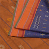 Sanskriti Vintage Blue/Saffron Sarees Blend Silk Embroidered Premium Sari Fabric