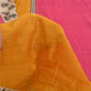 Sanskriti Vintage Pink/Saffron Sarees Pure Silk Printed Sari Craft Fabric