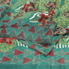 Sanskriti Vintage Green Indian Sarees Pure Silk Hand Beaded Kantha Sari Fabric