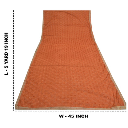 Sanskriti Vintage Orange Sarees Chiffon Embroidered Bagh Phulkari Sari Fabric