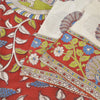 Sanskriti Vintage Sarees Ivory Peacock HandmadeKalamkari Pure Cotton Sari Fabric