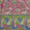 Sanskriti Vintage Sarees Pink Peacock Handmade Kalamkari Pure Cotton Sari Fabric