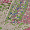 Sanskriti Vintage Sarees Pink Peacock Handmade Kalamkari Pure Cotton Sari Fabric