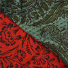 Sanskriti Vintage Sarees Red/Green Handmade Kalamkari Pure Cotton Sari Fabric