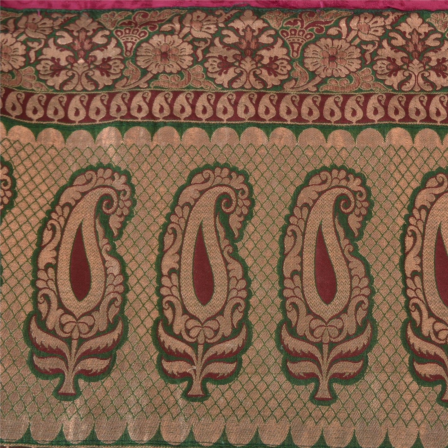 Sanskriti Vintage Sarees Indian Hot-Pink Cotton Silk Woven Sari 5yd Craft Fabric