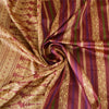 Sanskriti Vintage Sarees Indian Purple Woven Pure Silk Sari Floral Craft Fabric