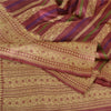 Sanskriti Vintage Sarees Indian Purple Woven Pure Silk Sari Floral Craft Fabric