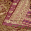 Sanskriti Vintage Sarees Indian Purple Woven Pure Silk Sari Floral Craft Fabric