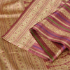 Sanskriti Vintage Sarees Indian Purple Woven Pure Silk Sari Floral Craft Fabric