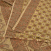 Sanskriti Vintage Sarees Indian Cream Woven Pure Silk Sari Floral Craft Fabric