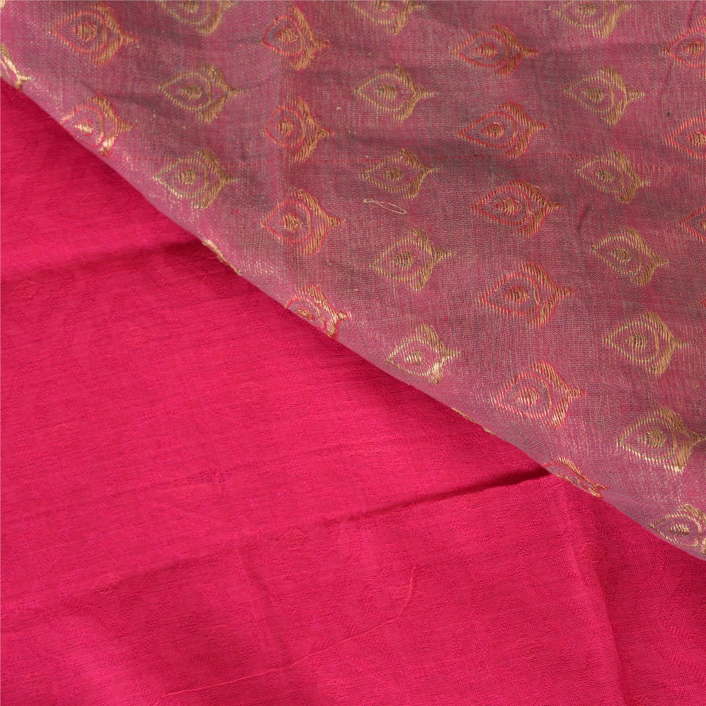 Sanskriti Vintage Sarees Pink Blend Silk HandWoven Wedding Sari 5yd Craft Fabric