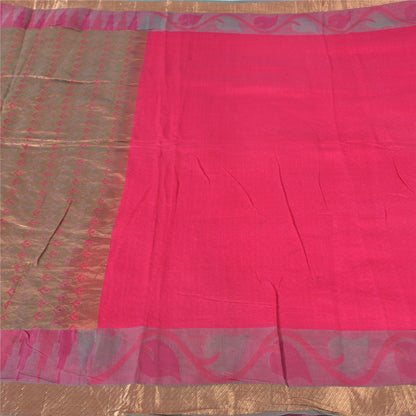 Sanskriti Vintage Sarees Pink Blend Silk HandWoven Wedding Sari 5yd Craft Fabric