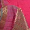 Sanskriti Vintage Sarees Pink Blend Silk HandWoven Wedding Sari 5yd Craft Fabric