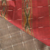 Sanskriti Vintage Sarees Light-Brown Ikat Hand-Woven Cotton Silk Sari 5yd Fabric