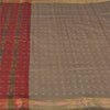 Sanskriti Vintage Sarees Light-Brown Ikat Hand-Woven Cotton Silk Sari 5yd Fabric