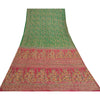 Sanskriti Vintage Sarees Green/Pink Embroidered Pure Silk Sari 5yd Craft Fabric