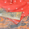 Sanskriti Vintage Sarees Indian Orange Bandhani Work Cotton Sari Craft Fabric