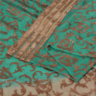 Sanskriti Vintage Sarees Green Pure Silk Embroidered Sari Floral Craft Fabric