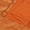 Sanskriti Vintage Sarees Rusty Orange Pure Silk Golden Woven Sari Craft Fabric