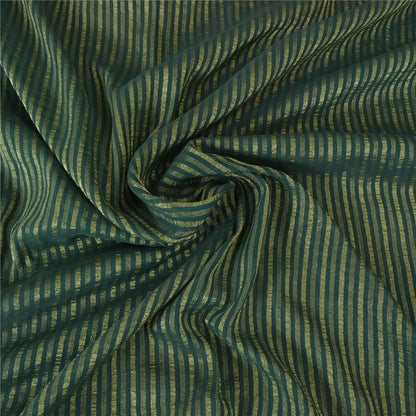 Sanskriti Vintage Sarees Green Artificial Silk Hand Beads Zari Woven Sari Fabric