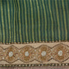 Sanskriti Vintage Sarees Green Artificial Silk Hand Beads Zari Woven Sari Fabric