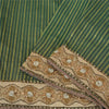 Sanskriti Vintage Sarees Green Artificial Silk Hand Beads Zari Woven Sari Fabric