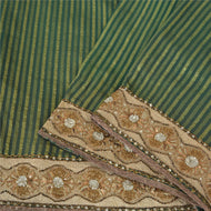 Sanskriti Vintage Sarees Green Artificial Silk Hand Beads Zari Woven Sari Fabric