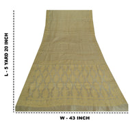 Sanskriti Vintage Sarees Gray/Green Pure Silk Golden Woven Sari 5yd Craft Fabric