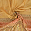 Sanskriti Vintage Sarees Saffron 100% Pure Silk Woven Sari 5yd Craft Fabric