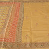 Sanskriti Vintage Sarees Saffron 100% Pure Silk Woven Sari 5yd Craft Fabric