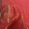 Sanskriti Vintage Sarees Indian Red Zari Woven Pure Silk Sari 5yd Craft Fabric