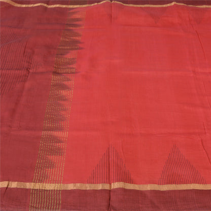 Sanskriti Vintage Sarees Indian Red Zari Woven Pure Silk Sari 5yd Craft Fabric