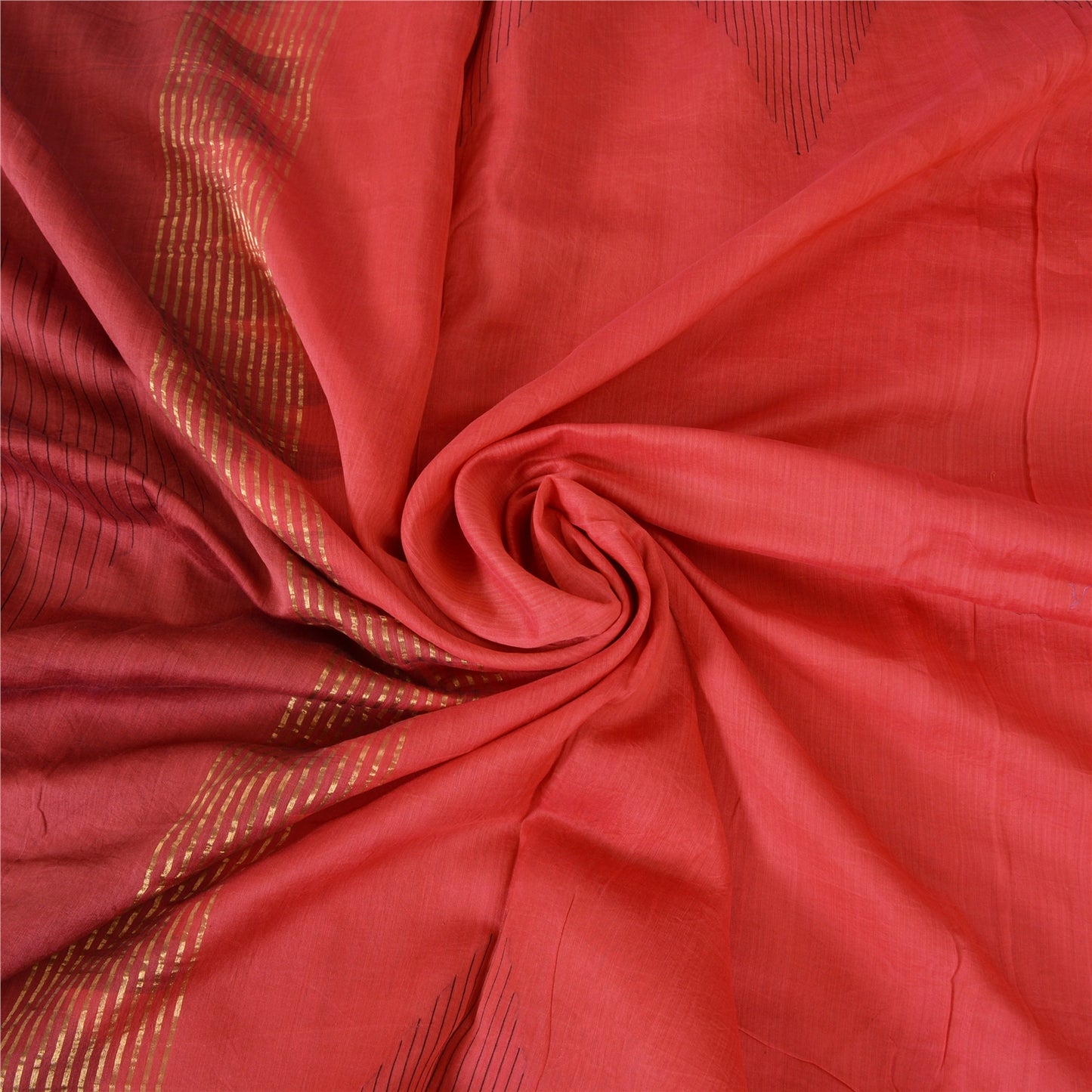 Sanskriti Vintage Sarees Indian Red Zari Woven Pure Silk Sari 5yd Craft Fabric