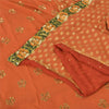 Sanskriti Vintage Orange Sarees Pure Georgette Silk HandBeaded Sari Craft Fabric