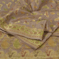 Sanskriti Vintage Mauve Sarees Pure Silk HandWoven Premium Sari 5yd Craft Fabric