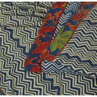 Sanskriti Vintage Blue Sarees Pure Georgette Silk Hand Beaded Sari Craft Fabric