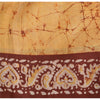 Sanskriti Vintage Brown/Yellow Sarees Pure Silk Hand Printed Batik Sari Fabric