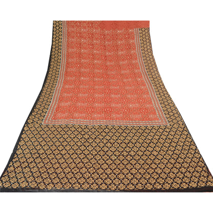 Sanskriti Vintage Indian Sarees Pure Georgette Hand Beaded Premium Sari Fabric