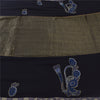 Sanskriti Vintage Black Sarees Pure Georgette Hand Beaded Ethnic Sari 5yd Fabric