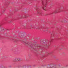 Sanskriti Vintage Magenta Sarees Net Mesh Hand Beaded Bollywood Sari 6yd Fabric