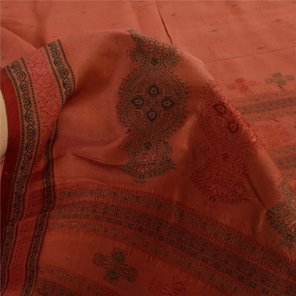 Sanskriti Vintage Indian Dark Red Sarees Pure Silk Woven Ethnic Sari 5yd Fabric