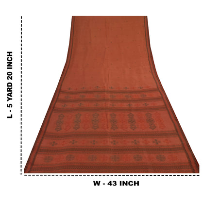 Sanskriti Vintage Indian Dark Red Sarees Pure Silk Woven Ethnic Sari 5yd Fabric