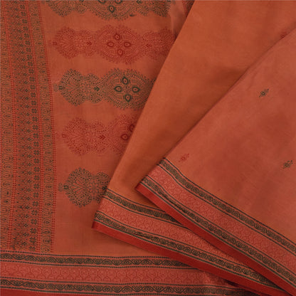 Sanskriti Vintage Indian Dark Red Sarees Pure Silk Woven Ethnic Sari 5yd Fabric