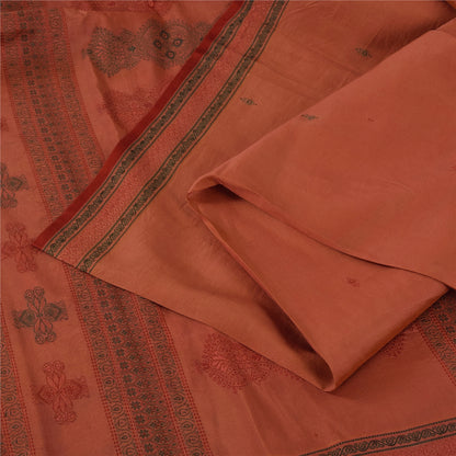 Sanskriti Vintage Indian Dark Red Sarees Pure Silk Woven Ethnic Sari 5yd Fabric