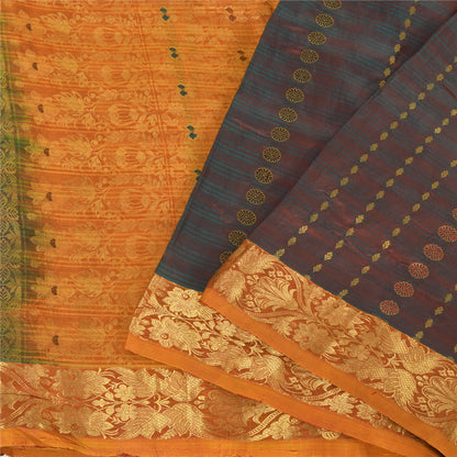 Sanskriti Vintage Indian Sarees Pure Silk Woven Brocade Ethnic Sari Craft Fabric