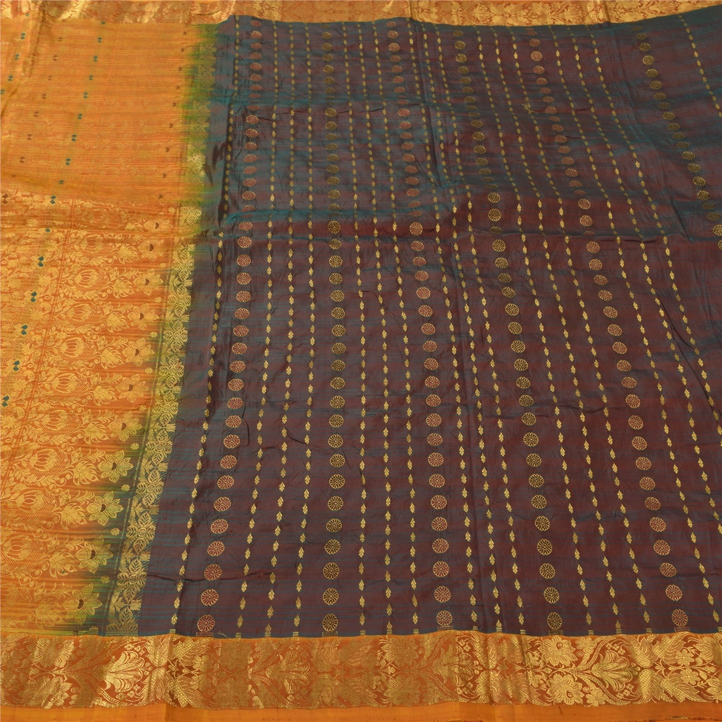 Sanskriti Vintage Indian Sarees Pure Silk Woven Brocade Ethnic Sari Craft Fabric