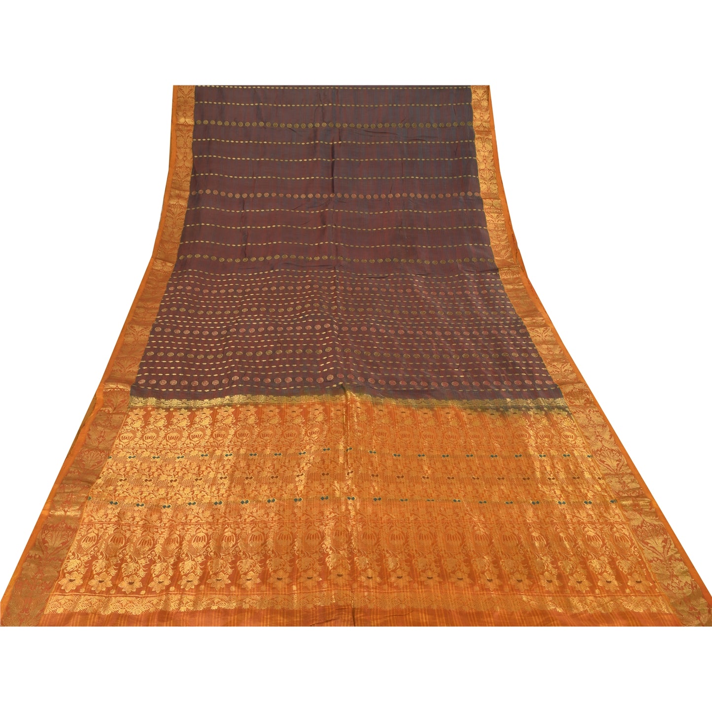 Sanskriti Vintage Indian Sarees Pure Silk Woven Brocade Ethnic Sari Craft Fabric