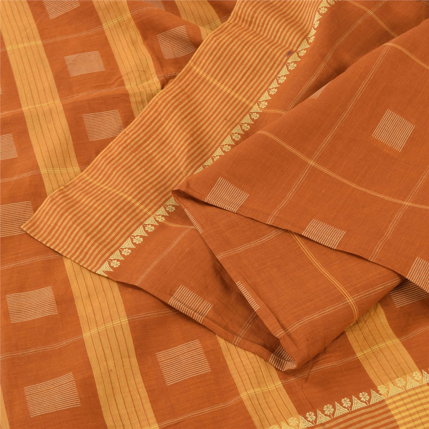 Sanskriti Vintage Indian Brown Sarees Pure Silk Woven Premium Sari Craft Fabric