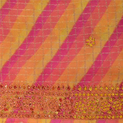 Sanskriti Vintage Indian Sarees Pure Silk Hand Beaded Premium Sari Craft Fabric