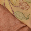 Sanskriti Vintage Peach/Yellow Sarees Pure Georgette Embroidered Sari 5yd Fabric